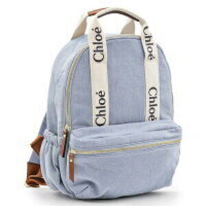 Chloe Backpack Bag Denim Logo Blue